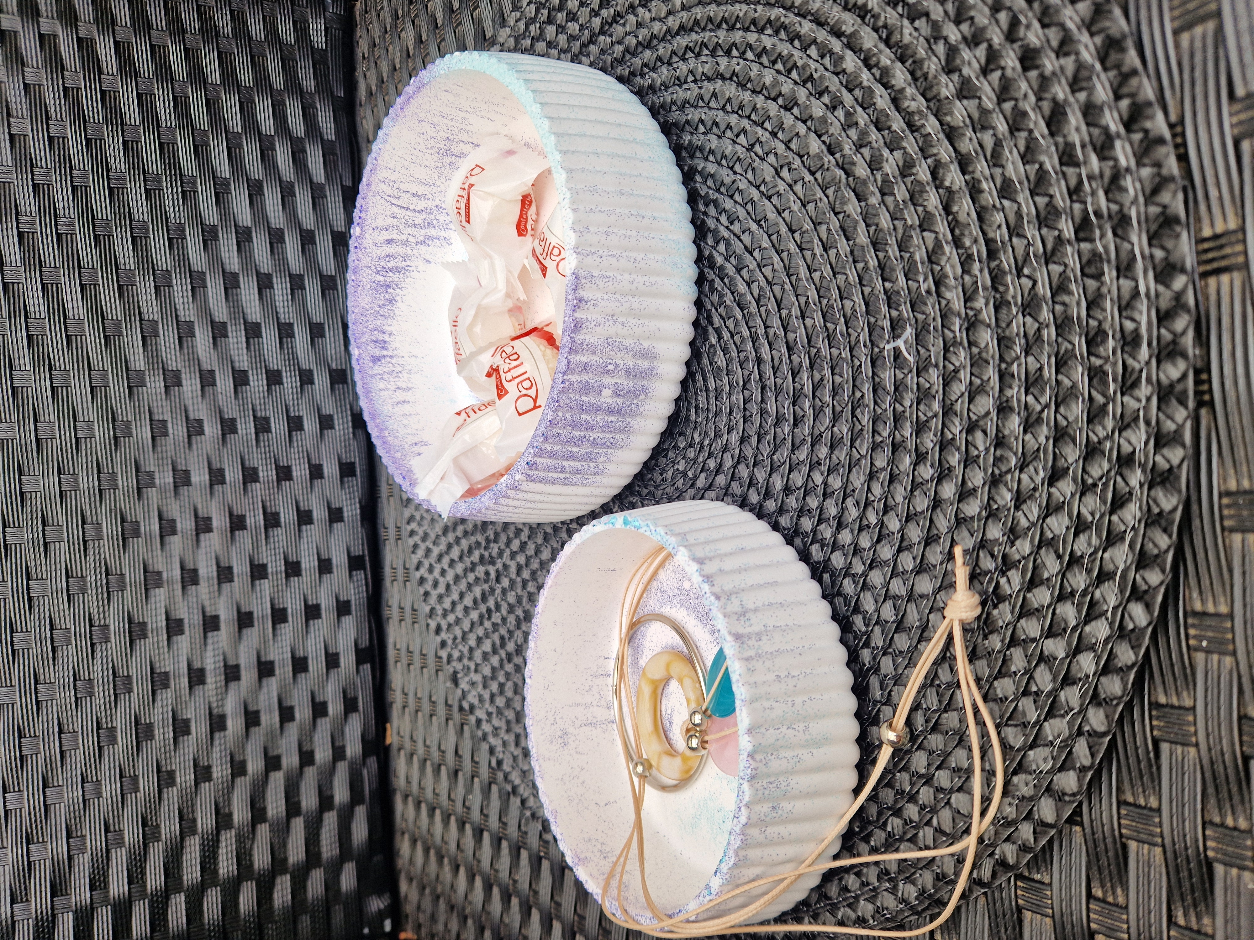 Handgemachtes Blaues Glitzer-Schalen-Set